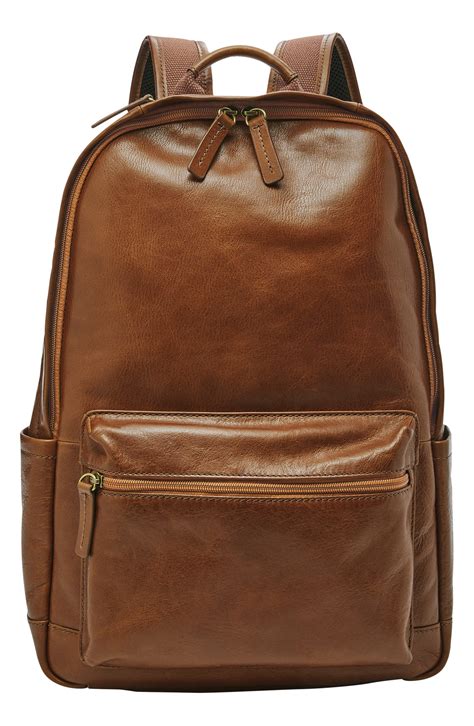 fossil leather backpack.